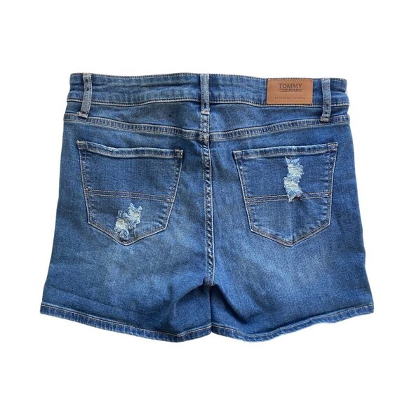 Tommy Hilfiger Women's Distressed Midrise Stretch Denim Shorts, Size 8 - Picture 2 of 8